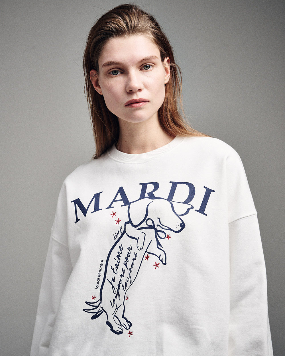 MARDI MERCREDI -  SWEATSHIRT SWING THE TAIL DDANJI_WHITE NAVY