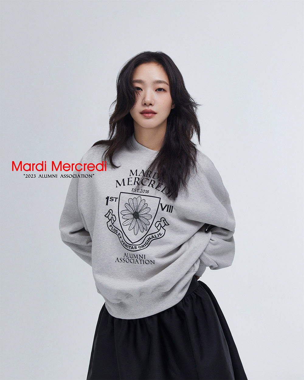 MARDI MERCREDI -  SWEATSHIRT ALUMNI EMBLEM_OATMEAL BLACK