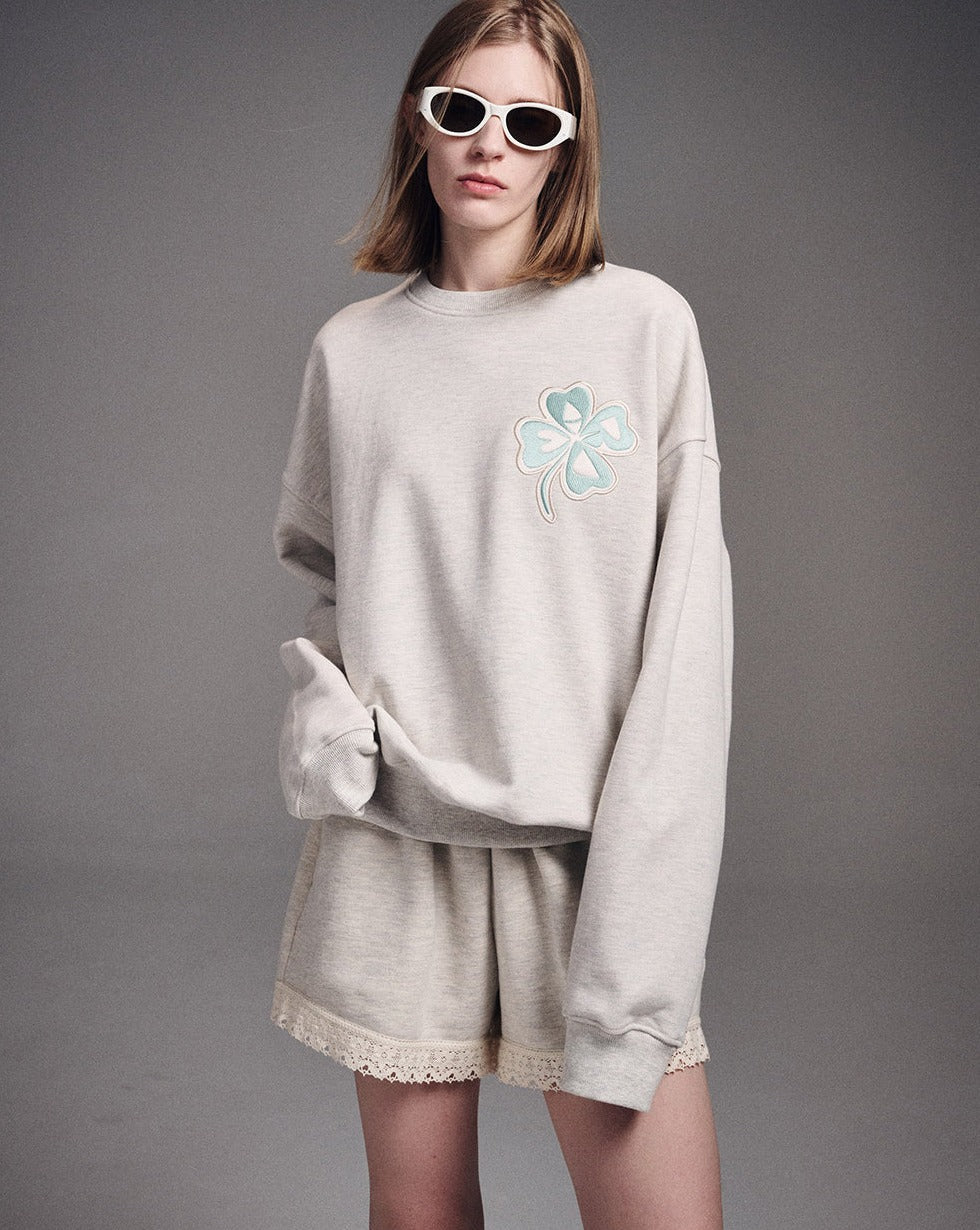 MARDI MERCREDI -  SWEATSHIRT CLOVERMARDI SATIN_OATMEAL MINT