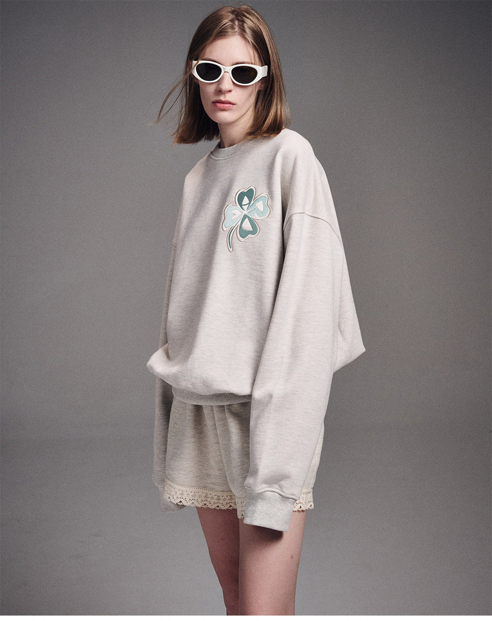 MARDI MERCREDI -  SWEATSHIRT CLOVERMARDI SATIN_OATMEAL MINT