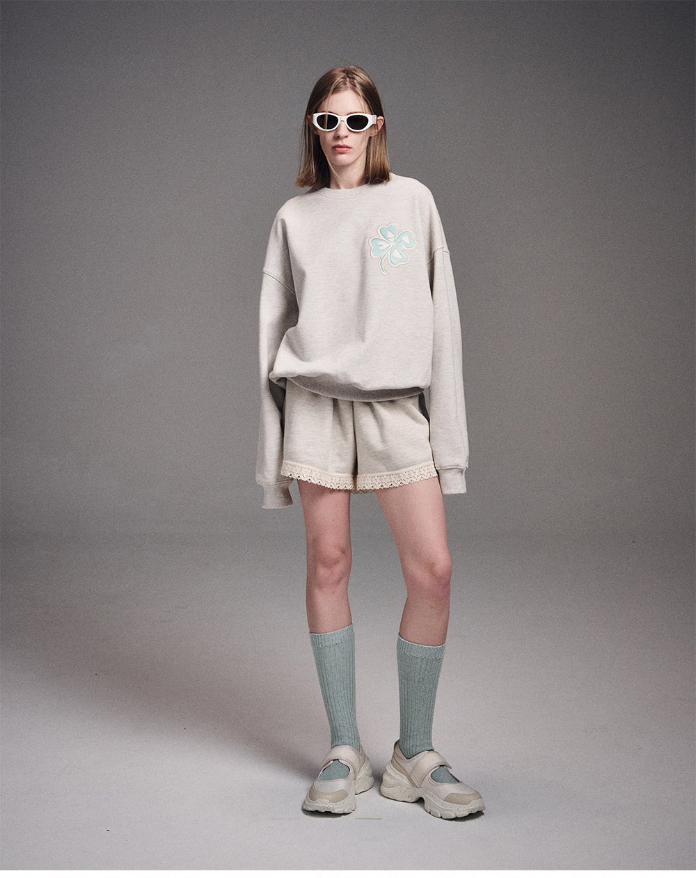 MARDI MERCREDI -  SWEATSHIRT CLOVERMARDI SATIN_OATMEAL MINT