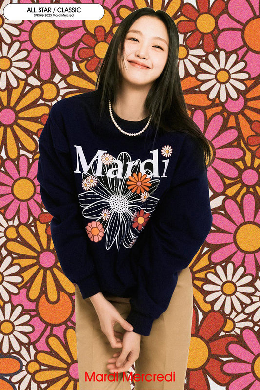 MARDI MERCREDI -  SWEATSHIRT FLOWERMARDI BLOSSOM_NAVY WHITE