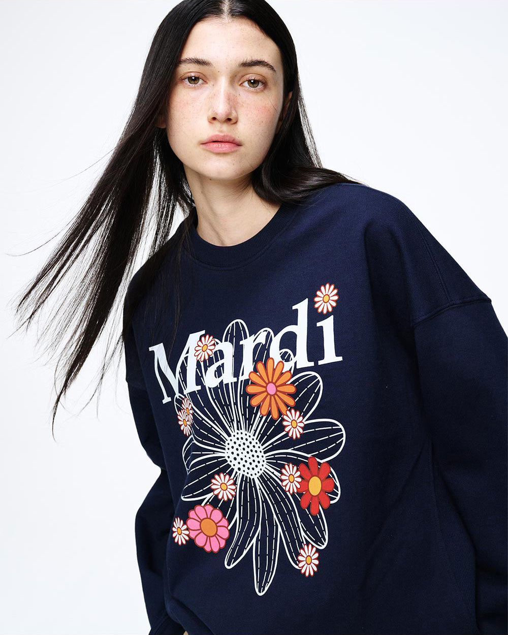 MARDI MERCREDI -  SWEATSHIRT FLOWERMARDI BLOSSOM_NAVY WHITE