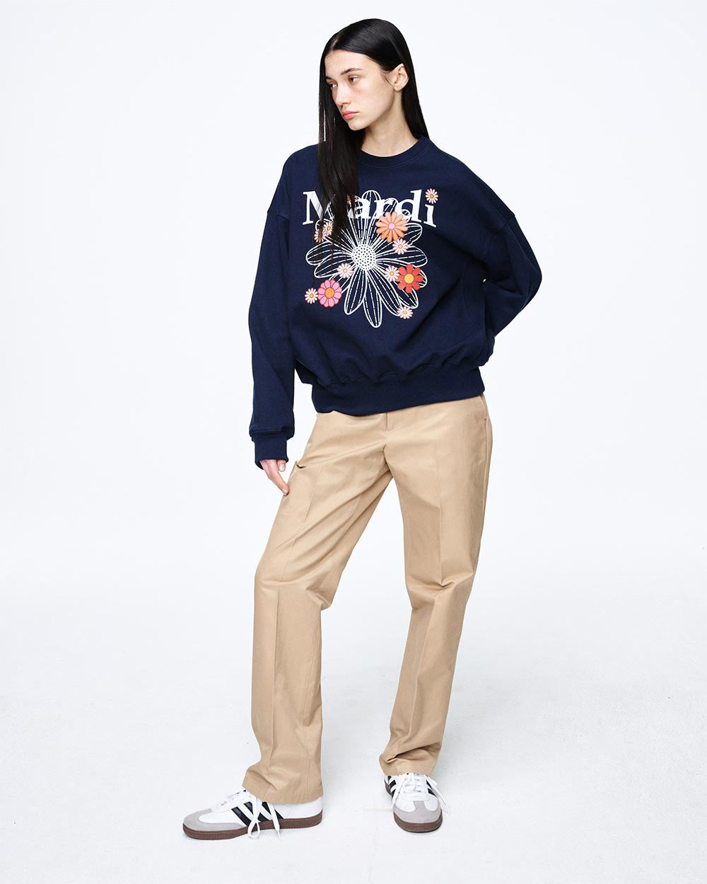 MARDI MERCREDI -  SWEATSHIRT FLOWERMARDI BLOSSOM_NAVY WHITE