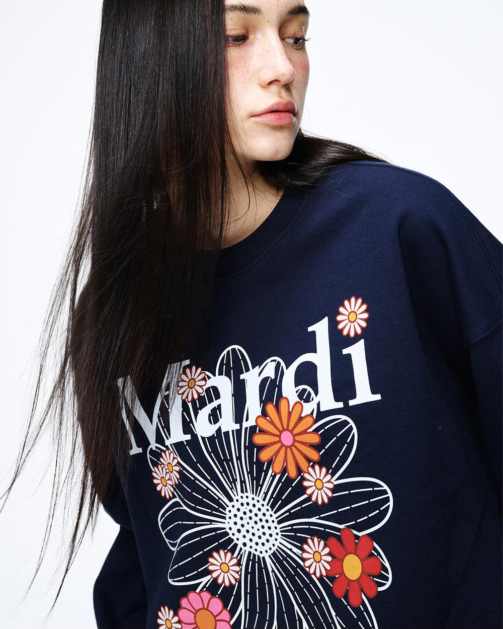 MARDI MERCREDI -  SWEATSHIRT FLOWERMARDI BLOSSOM_NAVY WHITE