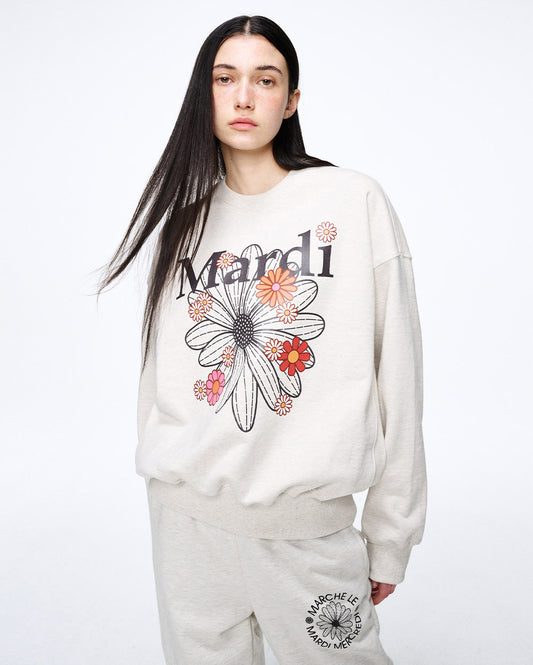 MARDI MERCREDI -  SWEATSHIRT FLOWERMARDI BLOSSOM_OATMEAL BLACK