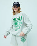 MARDI MERCREDI -  SWEATSHIRT FLOWERMARDI NEEDLEWORK_OATMEAL GREEN