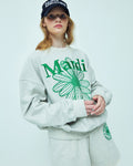 MARDI MERCREDI -  SWEATSHIRT FLOWERMARDI NEEDLEWORK_OATMEAL GREEN