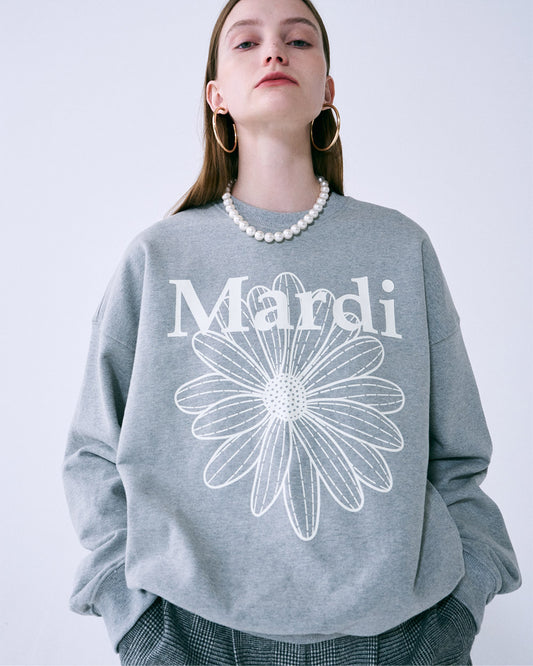 MARDI MERCREDI -  SWEATSHIRT FLOWERMARDI_GREY IVORY