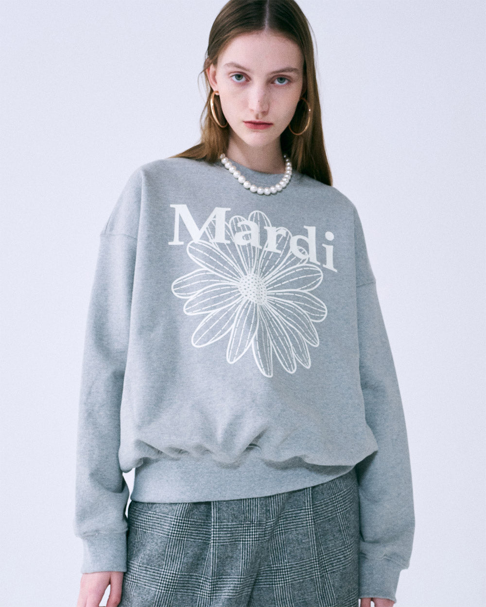 トップス MARDI MERCREDI SWEATSHIRT GREY Mardi Mercredi Sweatshirt FlowerMardi (Grey Ivory): Comfort