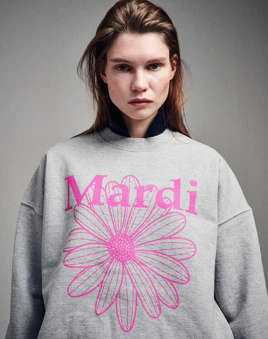 MARDI MERCREDI -  SWEATSHIRT FLOWERMARDI_GREY PINK