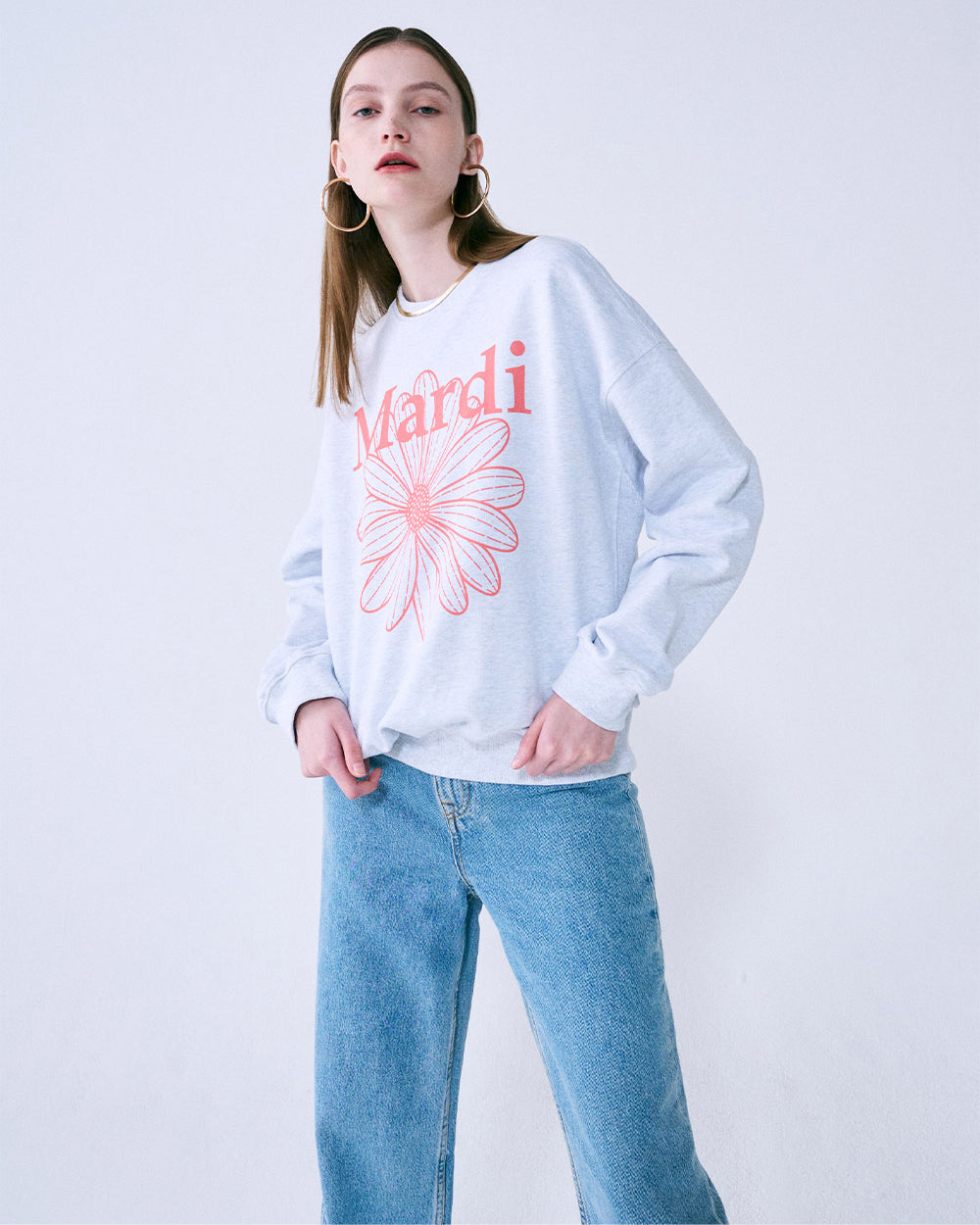 MARDI MERCREDI -  SWEATSHIRT FLOWERMARDI_HEATHER CORAL