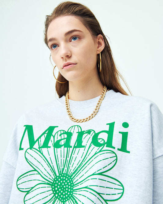 MARDI MERCREDI -  SWEATSHIRT FLOWERMARDI_HEATHER GREEN