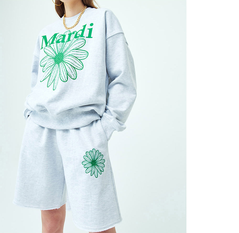 MARDI MERCREDI -  SWEATSHIRT FLOWERMARDI_HEATHER GREEN