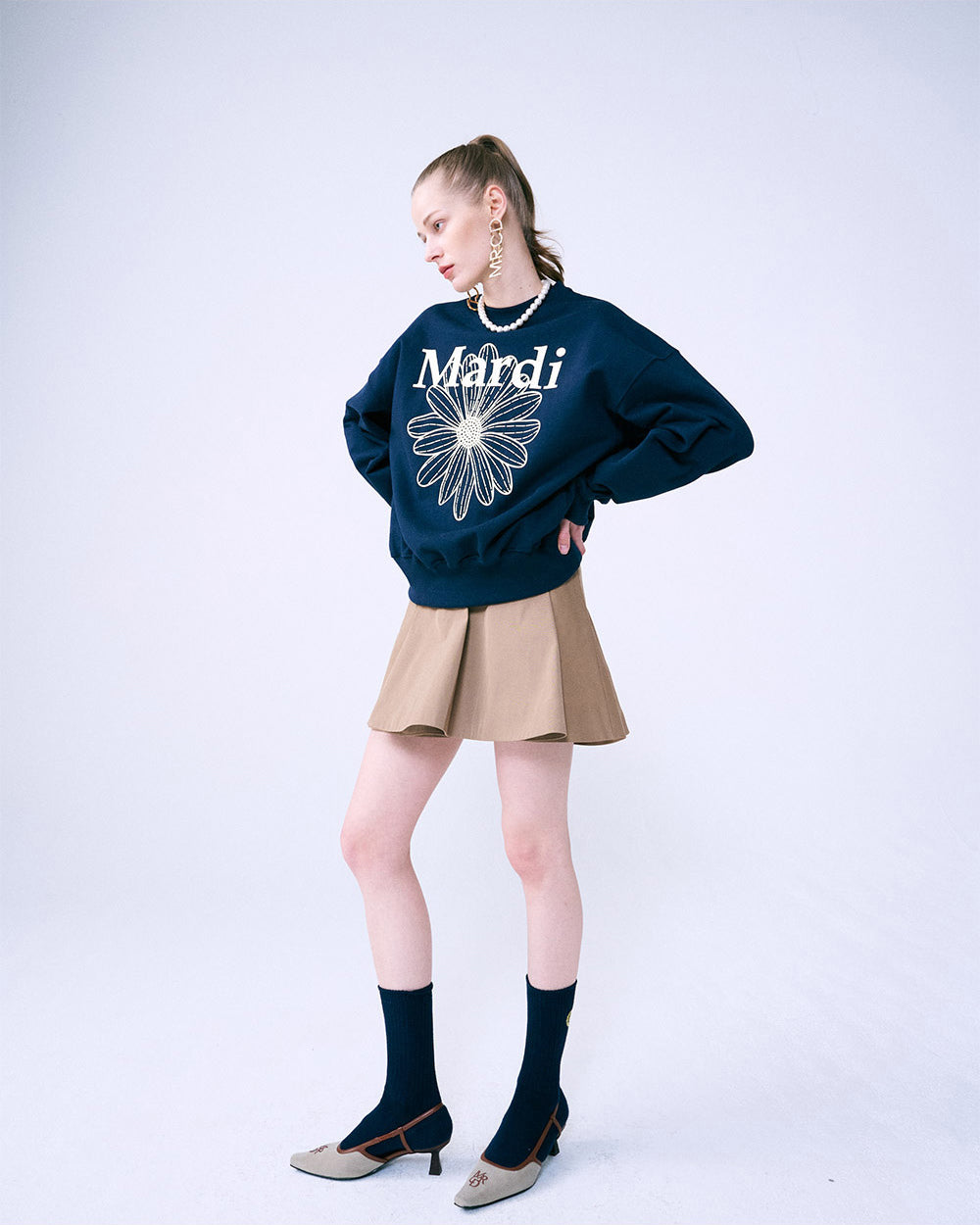 MARDI MERCREDI -  SWEATSHIRT FLOWERMARDI_NAVY CREAM