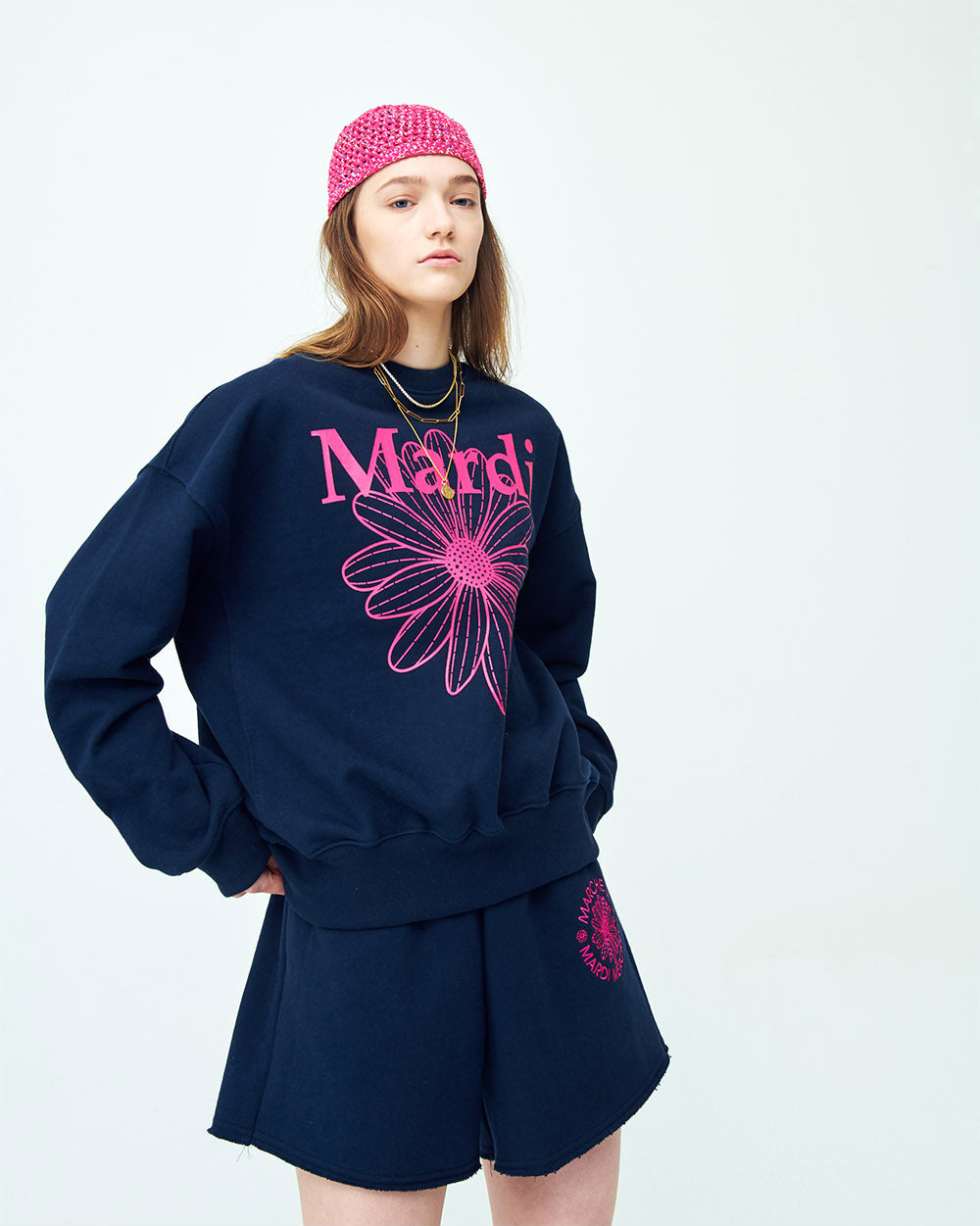 MARDI MERCREDI -  SWEATSHIRT FLOWERMARDI_NAVY VIOLET