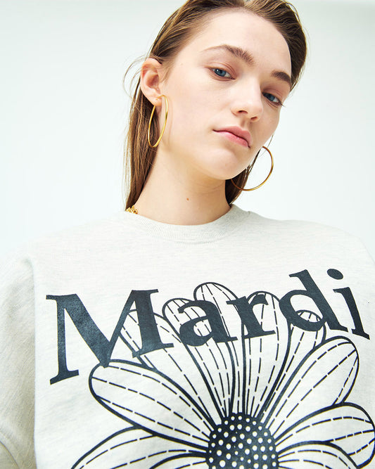 MARDI MERCREDI -  SWEATSHIRT FLOWERMARDI_OATMEAL BLACK