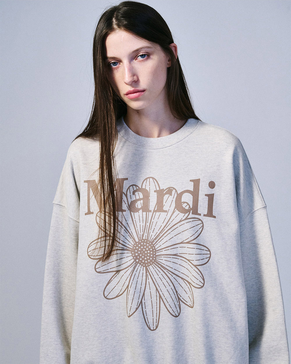 MARDI MERCREDI -  SWEATSHIRT FLOWERMARDI_OATMEAL TAUPE