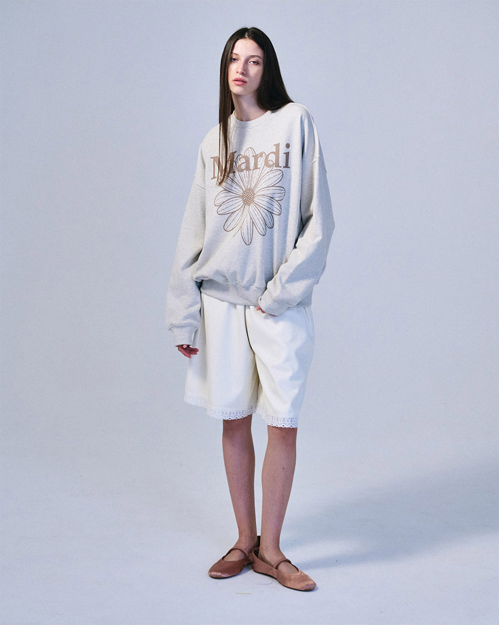 MARDI MERCREDI -  SWEATSHIRT FLOWERMARDI_OATMEAL TAUPE