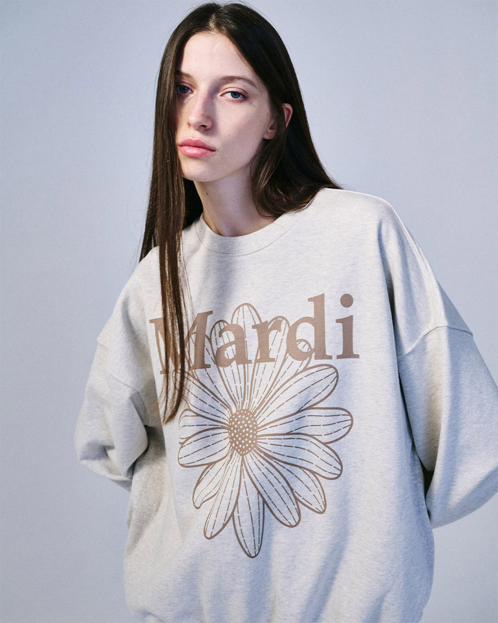 MARDI MERCREDI -  SWEATSHIRT FLOWERMARDI_OATMEAL TAUPE