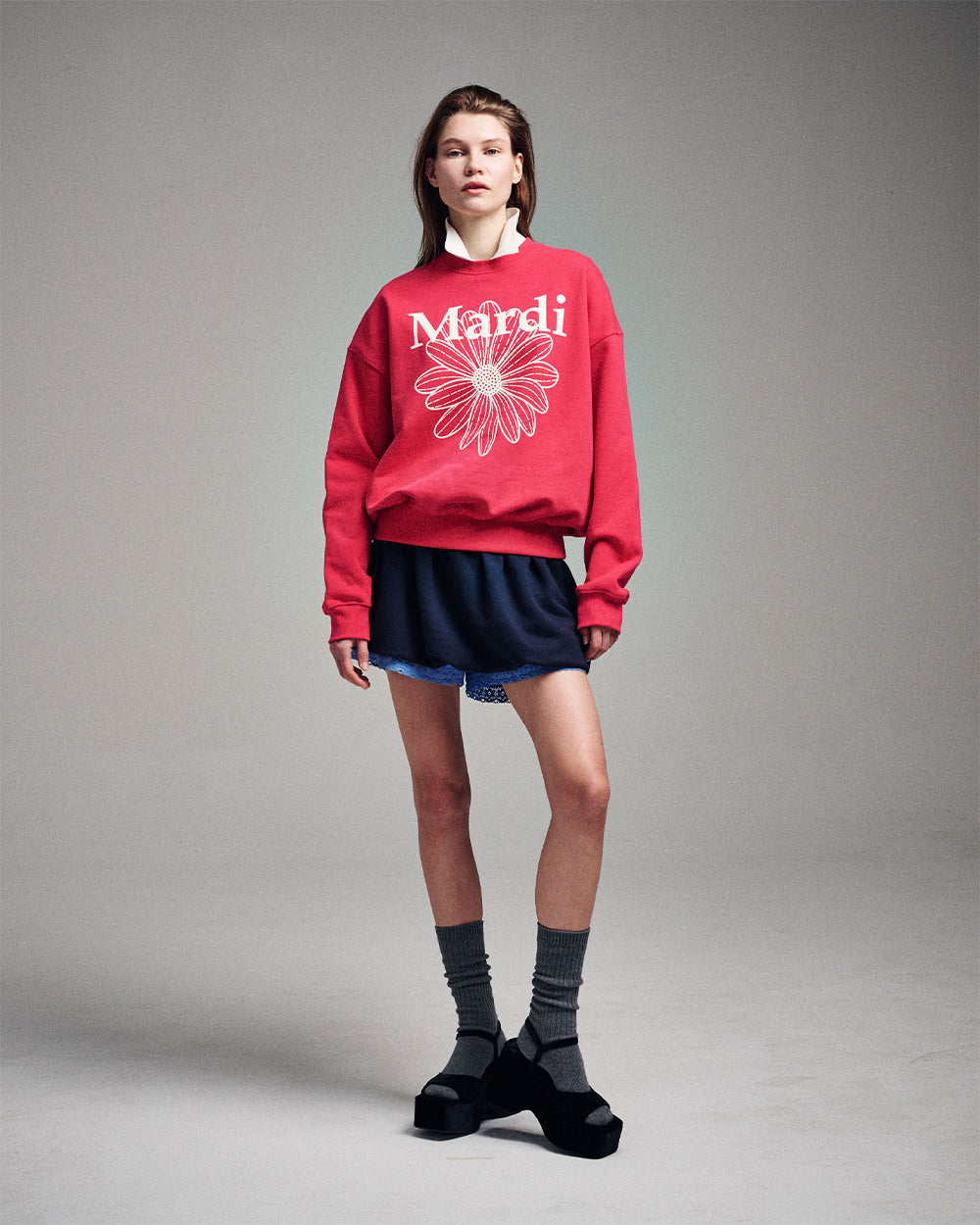 MARDI MERCREDI -  SWEATSHIRT FLOWERMARDI_RED IVORY