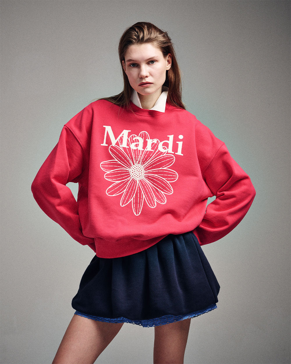 MARDI MERCREDI -  SWEATSHIRT FLOWERMARDI_RED IVORY