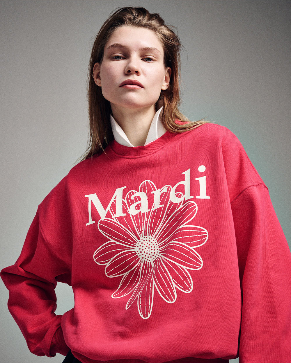 MARDI MERCREDI -  SWEATSHIRT FLOWERMARDI_RED IVORY