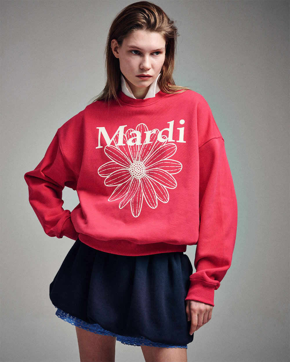 MARDI MERCREDI -  SWEATSHIRT FLOWERMARDI_RED IVORY