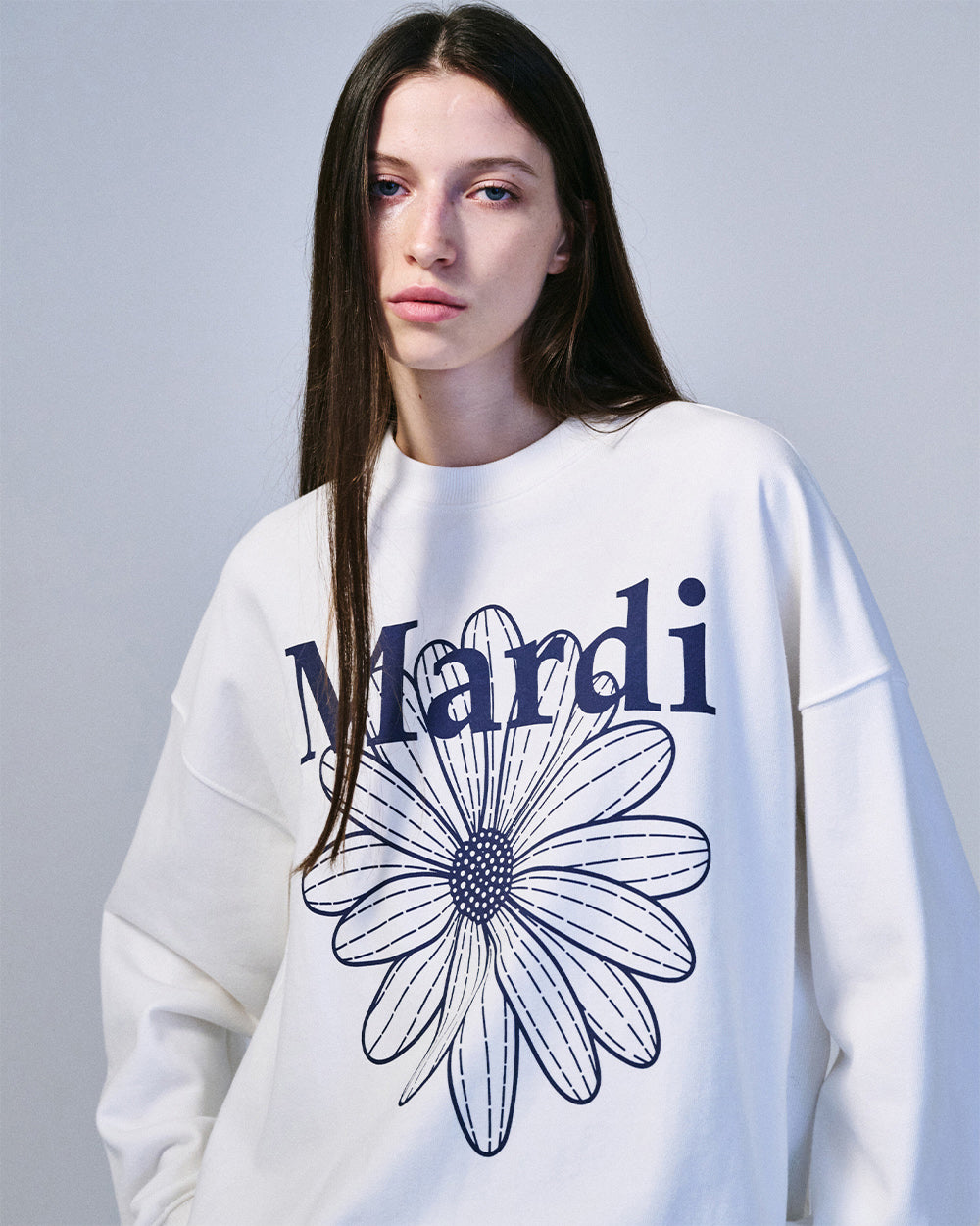 MARDI MERCREDI -  SWEATSHIRT FLOWERMARDI_WHITE NAVY