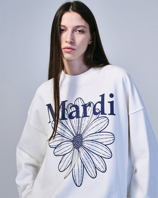 MARDI MERCREDI -  SWEATSHIRT FLOWERMARDI_WHITE NAVY