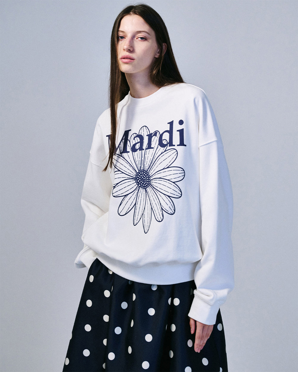 MARDI MERCREDI -  SWEATSHIRT FLOWERMARDI_WHITE NAVY