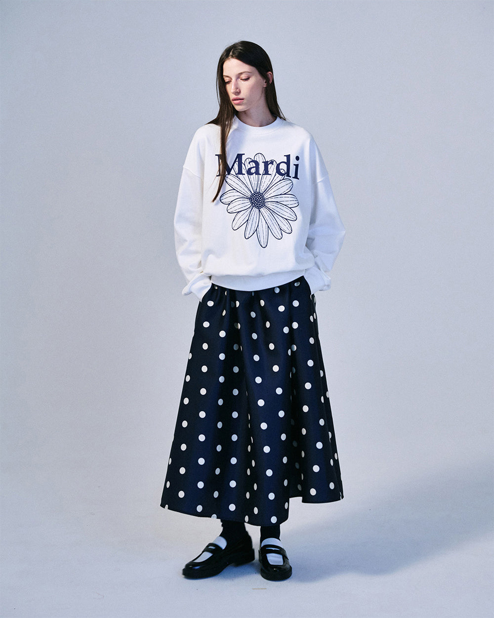 MARDI MERCREDI -  SWEATSHIRT FLOWERMARDI_WHITE NAVY