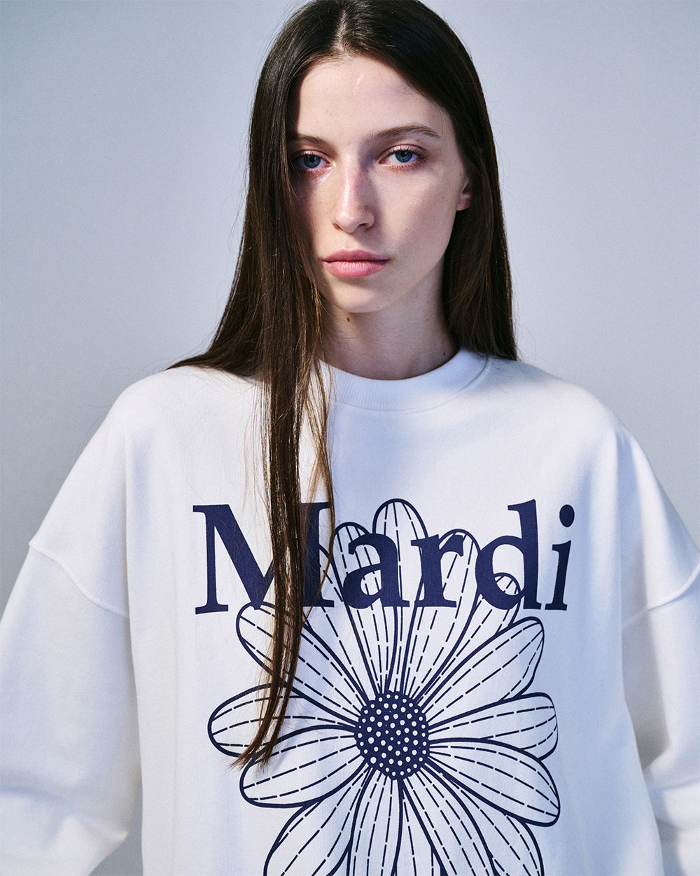 MARDI MERCREDI -  SWEATSHIRT FLOWERMARDI_WHITE NAVY