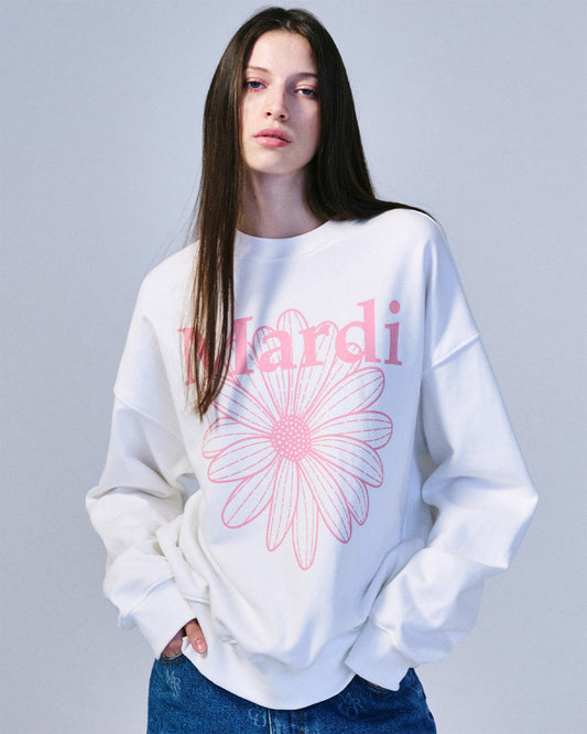 MARDI MERCREDI -  SWEATSHIRT FLOWERMARDI_WHITE PINK