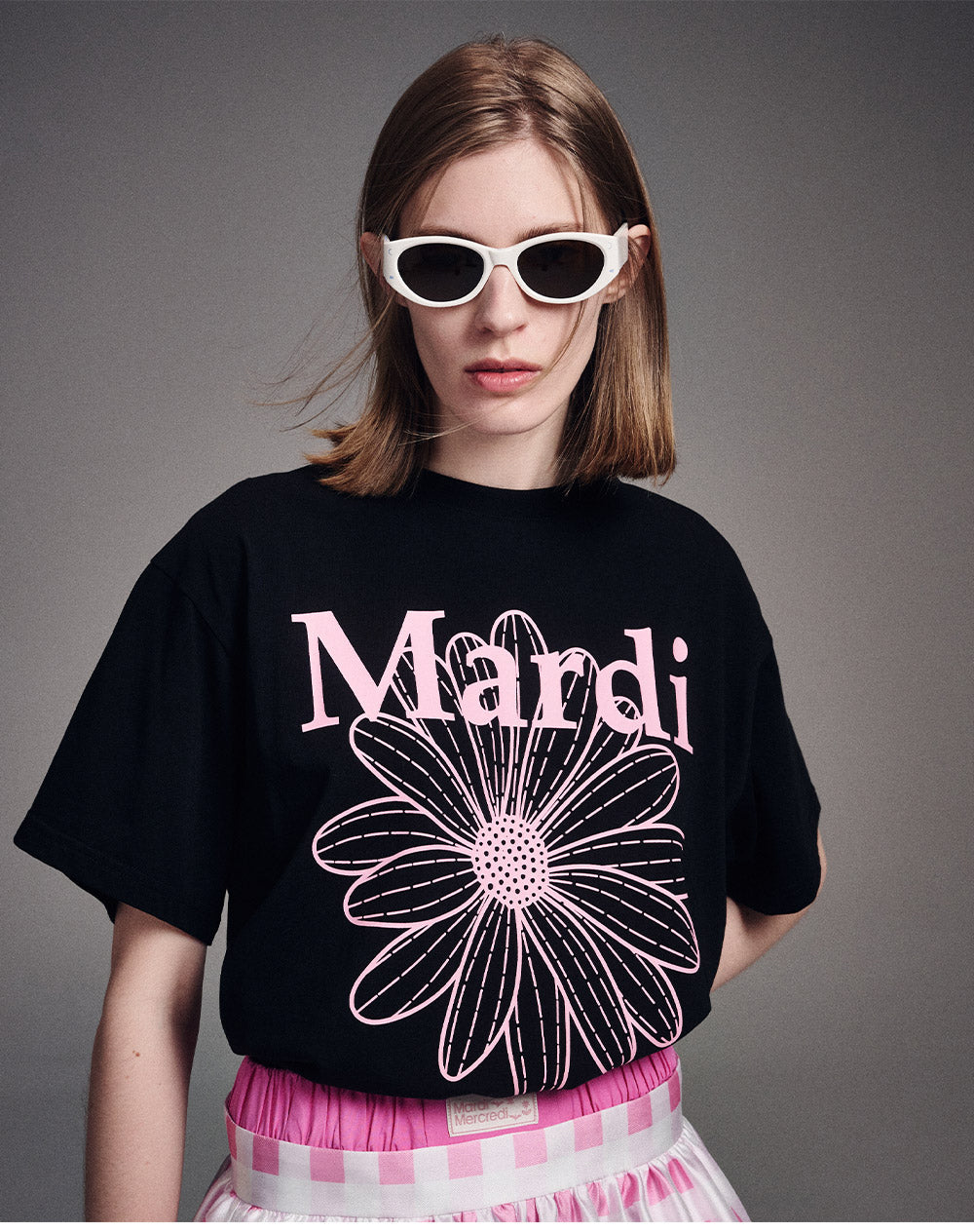 MARDI MERCREDI -  TSHIRT FLOWERMARDI_BLACK PINK