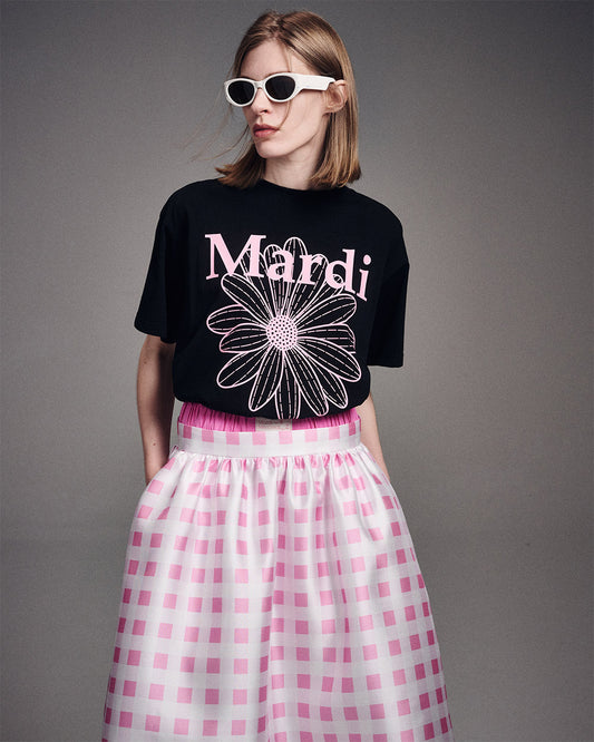 MARDI MERCREDI -  TSHIRT FLOWERMARDI_BLACK PINK