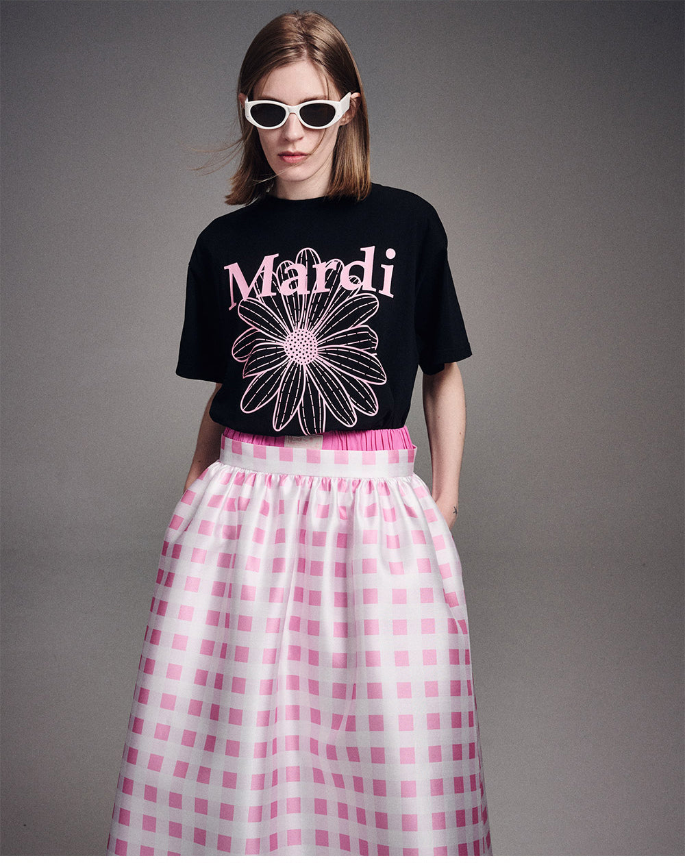 MARDI MERCREDI -  TSHIRT FLOWERMARDI_BLACK PINK