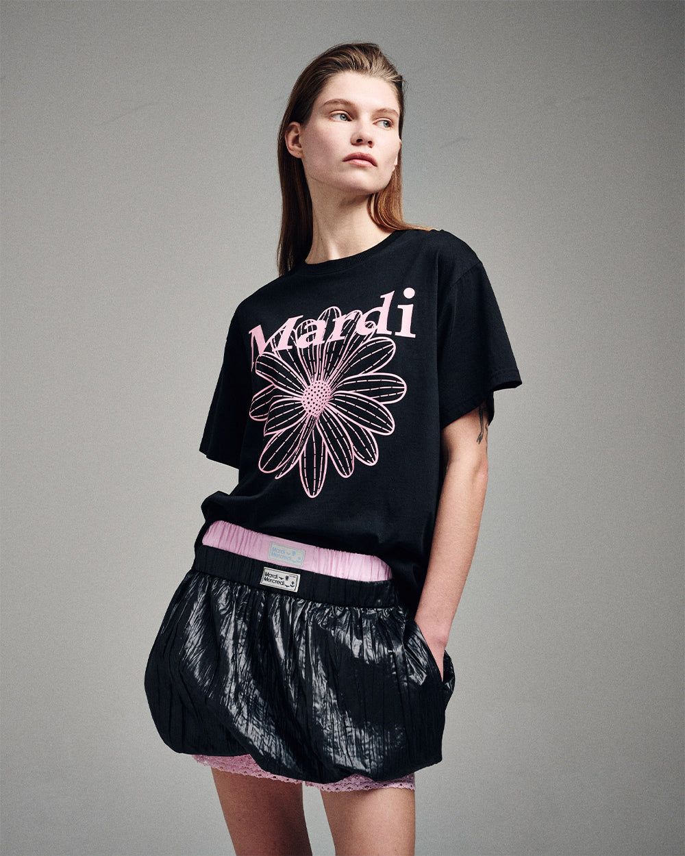 MARDI MERCREDI -  TSHIRT FLOWERMARDI_BLACK PINK