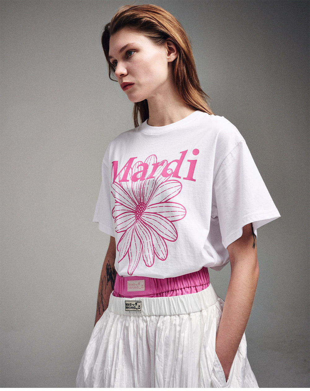 MARDI MERCREDI -  TSHIRT FLOWERMARDI_WHITE PINK