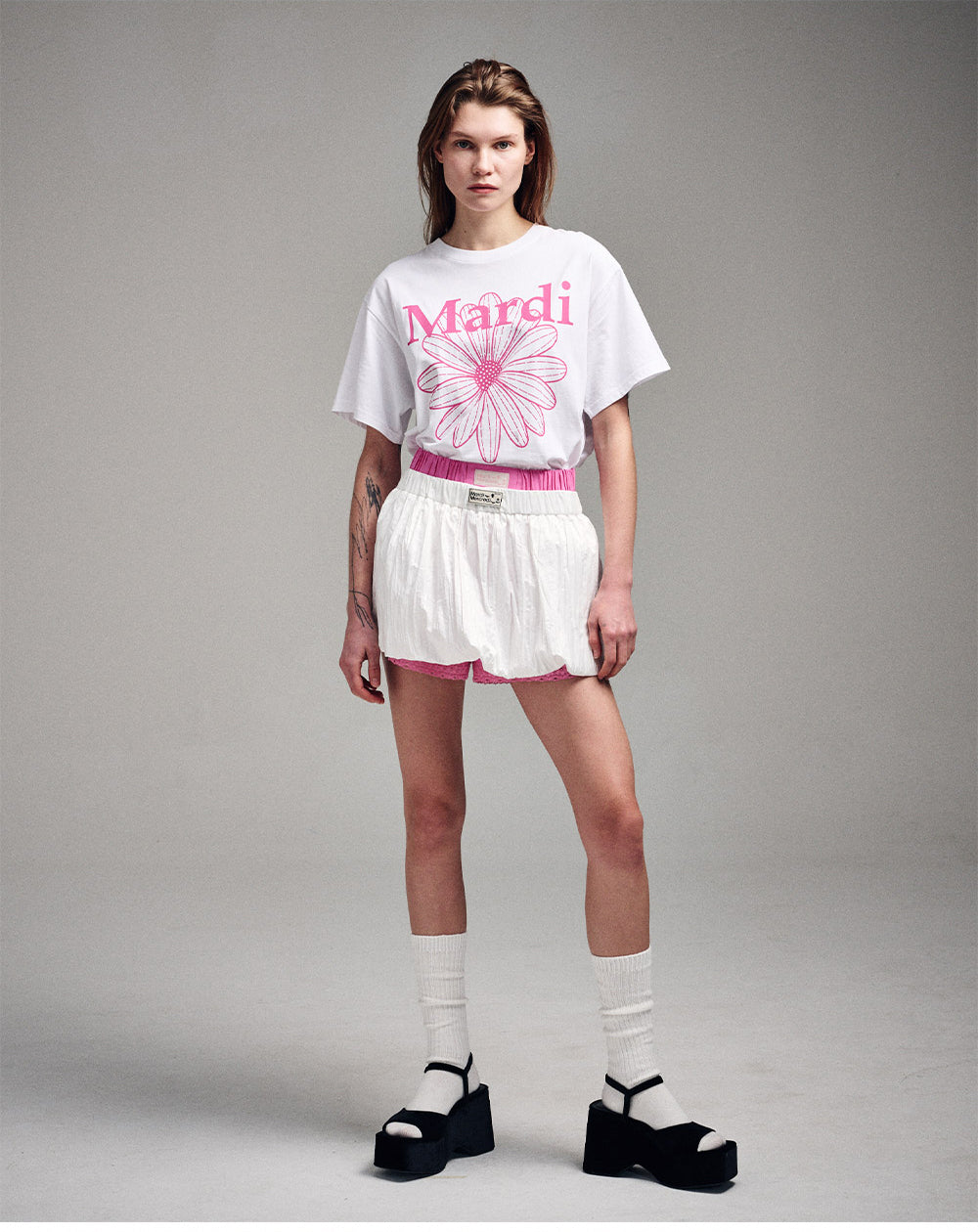 MARDI MERCREDI -  TSHIRT FLOWERMARDI_WHITE PINK