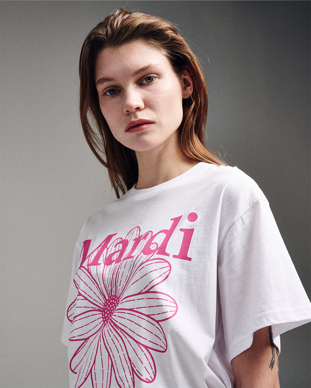 MARDI MERCREDI -  TSHIRT FLOWERMARDI_WHITE PINK