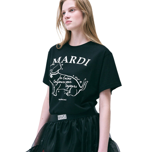 MARDI MERCREDI -  TSHIRT SWING THE TAIL DDANJI FLOWER CHOKER_BLACK IVORY