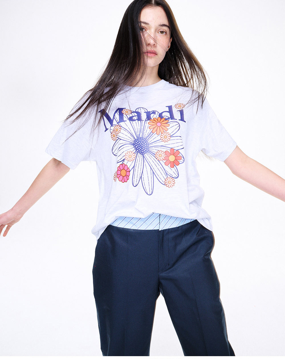 MARDI MERCREDI -  TSHIRT FLOWERMARDI BLOSSOM_HEATHER NAVY