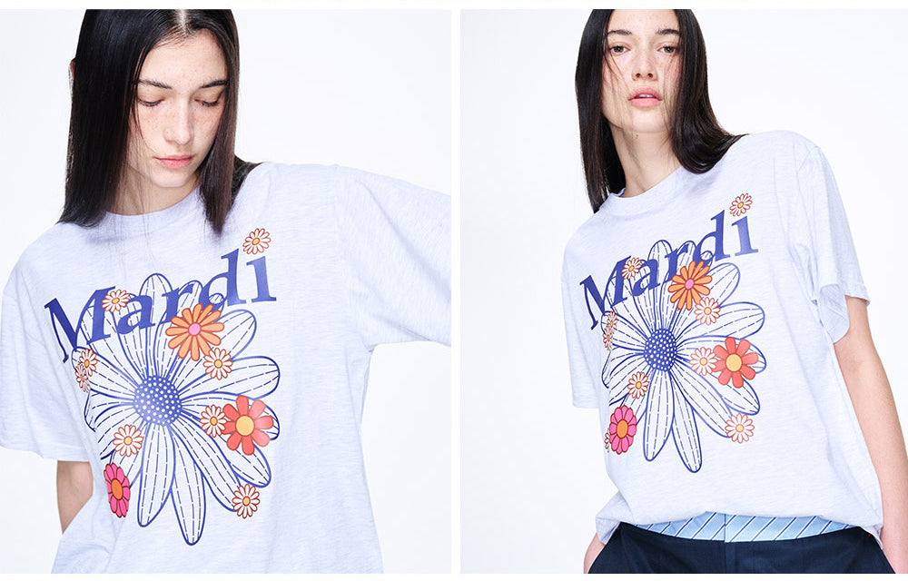 MARDI MERCREDI -  TSHIRT FLOWERMARDI BLOSSOM_HEATHER NAVY