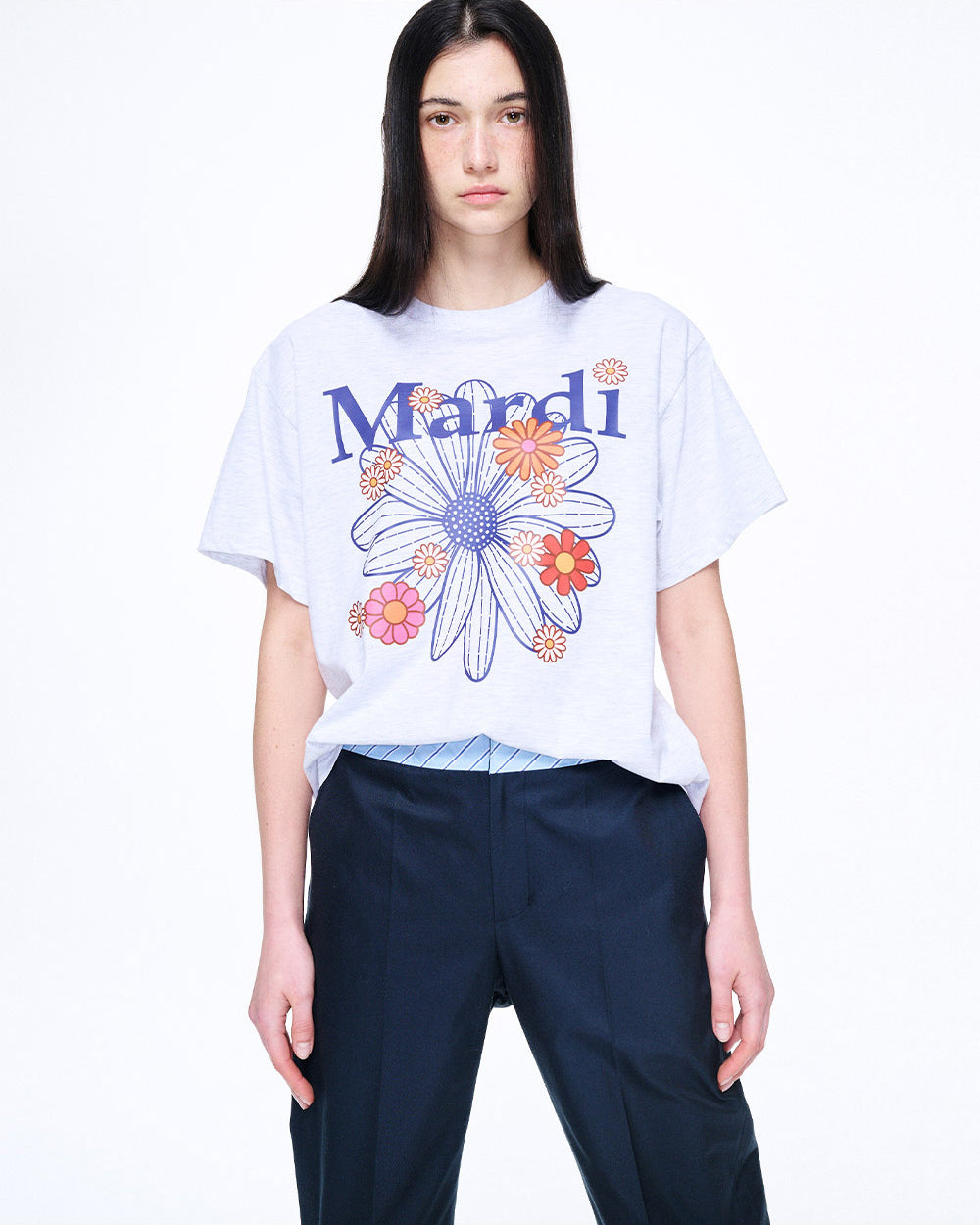 MARDI MERCREDI -  TSHIRT FLOWERMARDI BLOSSOM_HEATHER NAVY