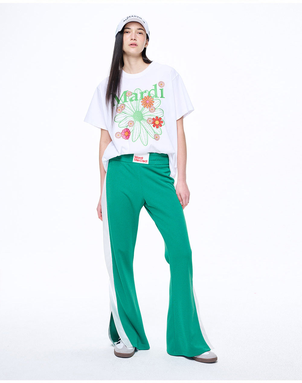 MARDI MERCREDI -  TSHIRT FLOWERMARDI BLOSSOM_WHITE GREEN