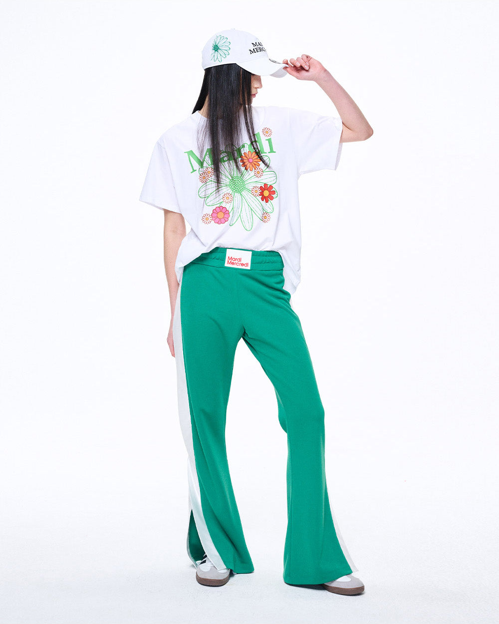 MARDI MERCREDI -  TSHIRT FLOWERMARDI BLOSSOM_WHITE GREEN