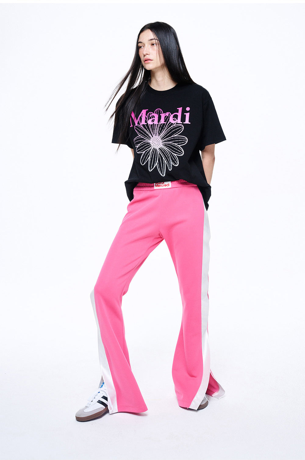 MARDI MERCREDI -  TSHIRT FLOWERMARDI GRADATION_BLACK PINK