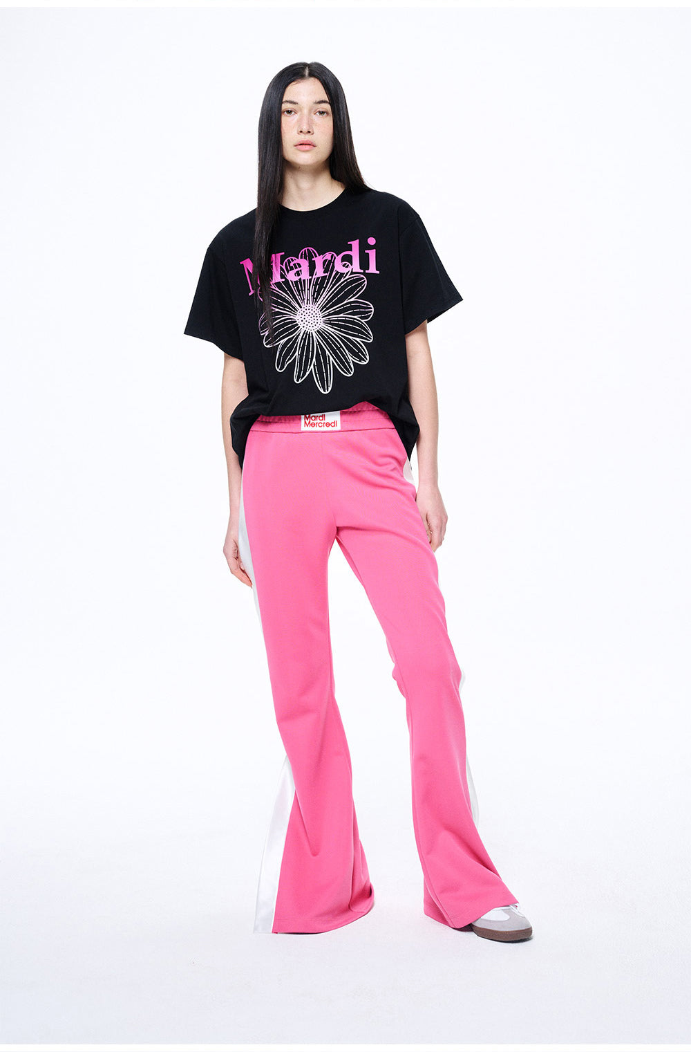 MARDI MERCREDI -  TSHIRT FLOWERMARDI GRADATION_BLACK PINK