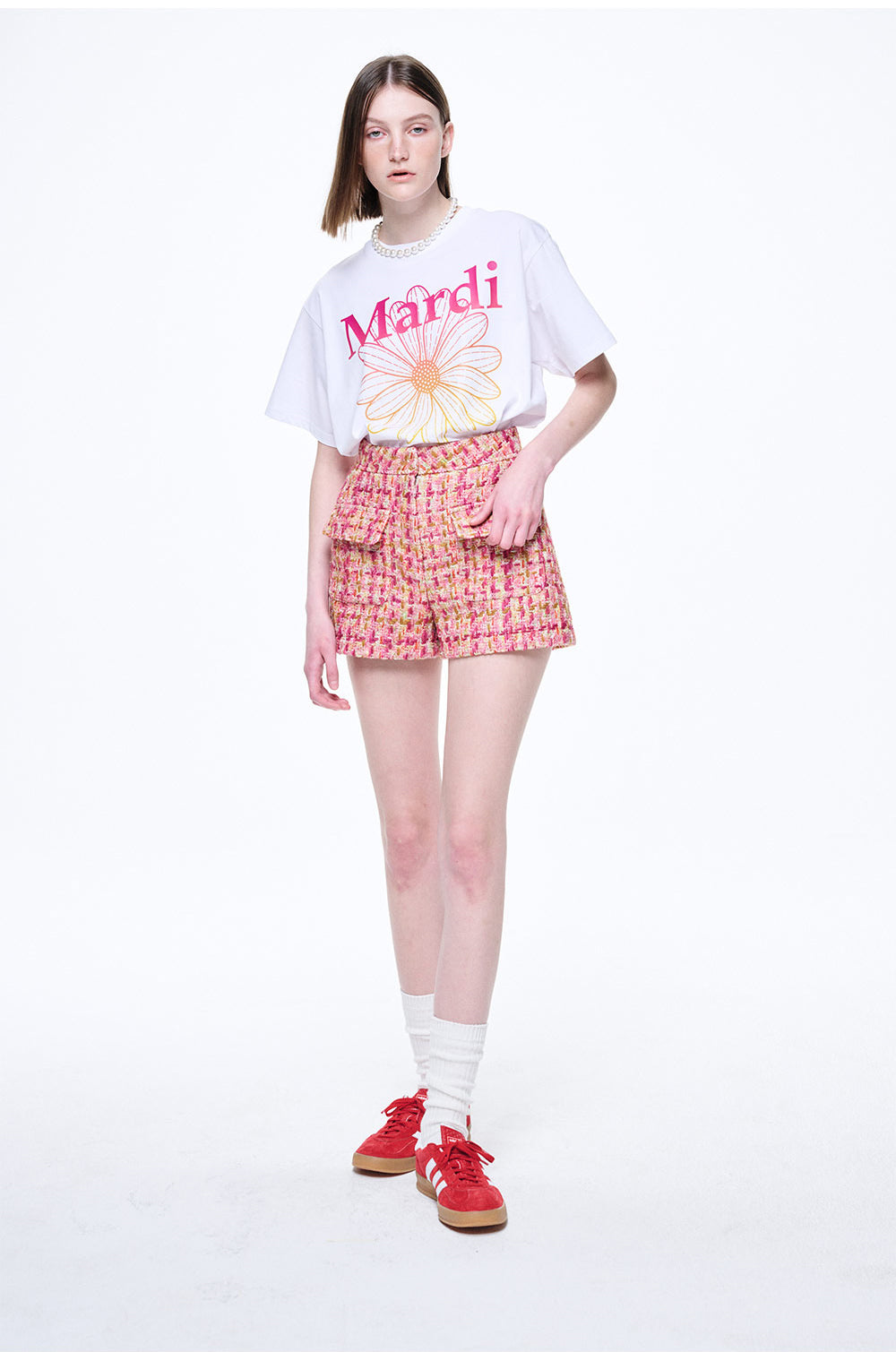 MARDI MERCREDI -  TSHIRT FLOWERMARDI GRADATION_WHITE PINK